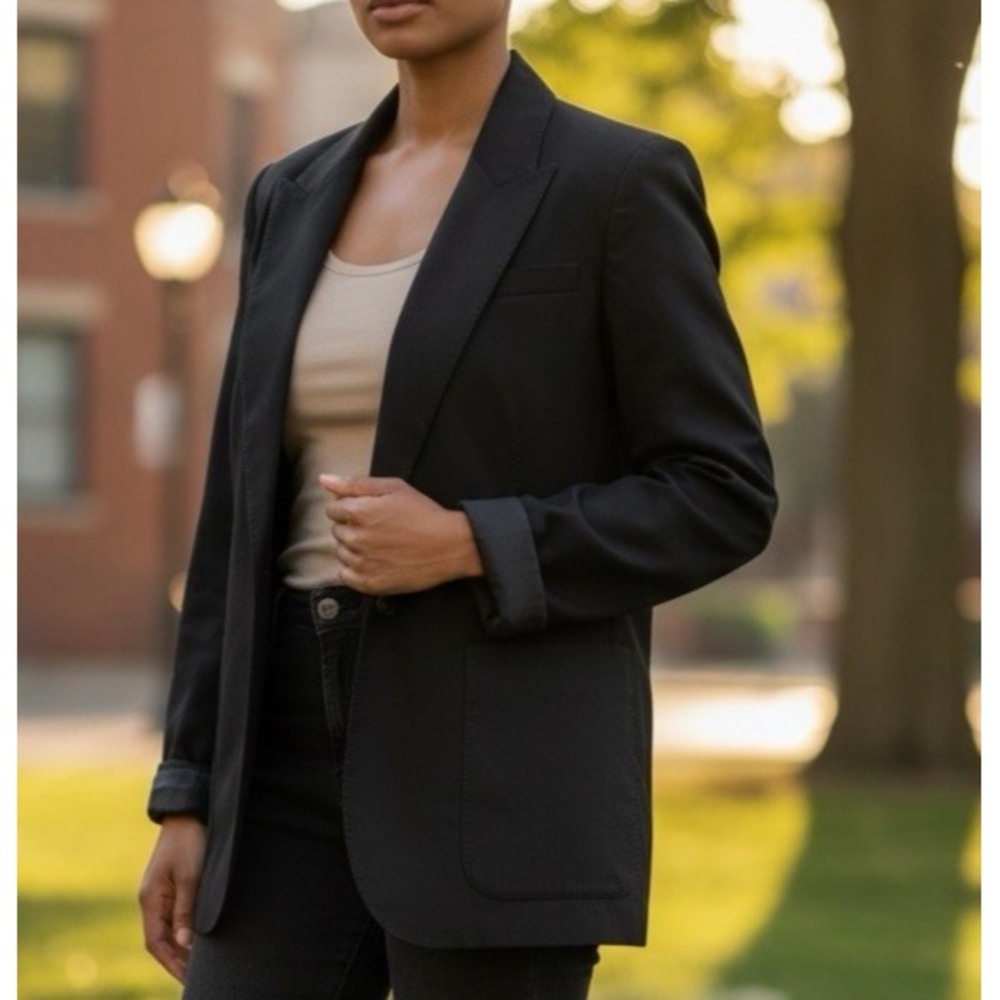 Gucci Black Structured Single Breasted Blazer Suit Jacket SIZE 44 WOOL SILK
